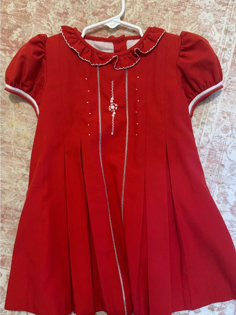 Pretty Peony red smocked dress